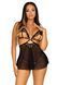 Сорочка беби-долл с открытыми чашками Leg Avenue Lace and mesh babydoll & panty Black L, стринги SO9165 фото 1