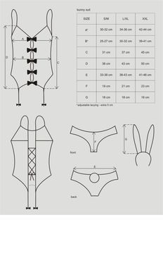 Еротичний костюм зайчика Obsessive Bunny suit 4 pcs costume pink S/M, рожевий, топ з підв&rsquo;язками SO7254 фото