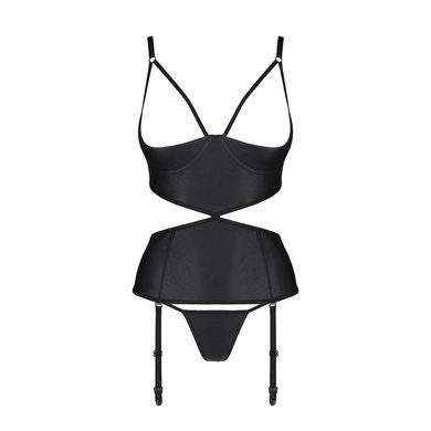 Корсет с открытой грудью Passion JANNIES CORSET L/XL black, стринги в наборе SO8445 фото