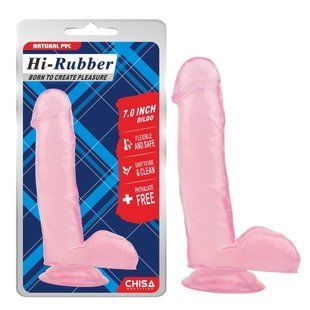 Фаллоимитатор розовый&nbsp;Chisa Hi-Rubber&nbsp;7.0 с яичками на присоске 32166 /CN-711732166 фото