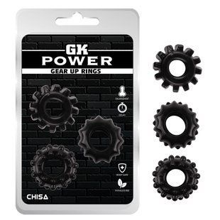 Набір ерекційних обручок Chisa GK Power Cock Rings Set, чорні, 3 шт. 395712 /CN-370395712 фото