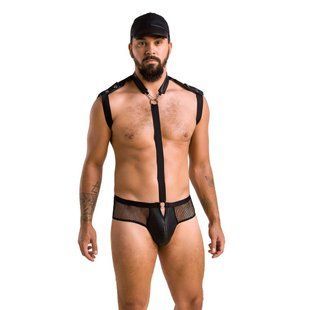 Комплект эротического мужского белья Passion 038 JOHN XXL/XXXL Black, боди, кепка SO7587 фото
