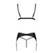 Комплект из эко-кожи Passion MILEY SET XXL/XXXL, black, трусики, бюстгальтер, пояс для чулок SO5773 фото 4