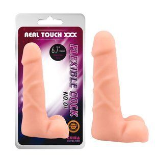 Фаллоимитатор реалистичный с хребтом Chisa Real Touch XXX и мошонкой, бежевый CH53154 фото