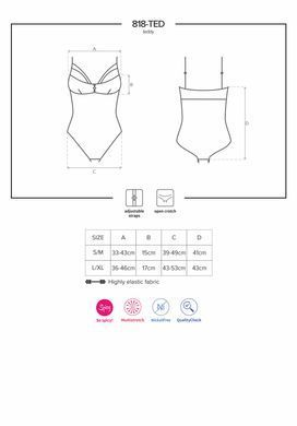 Мереживне боді з доступом Obsessive 818-TED-1 teddy L/XL, чорне SO7170 фото