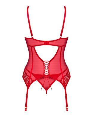 Комплект корсет и стринги Obsessive Ingridia corset & thong XS/S, красный SO9028 фото