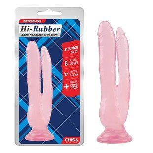 Фалоімітатор&nbsp;подвійний&nbsp;Chisa Hi-Rubber&nbsp;8.0 на присосці, рожевий 16426 /CN-711916426 фото