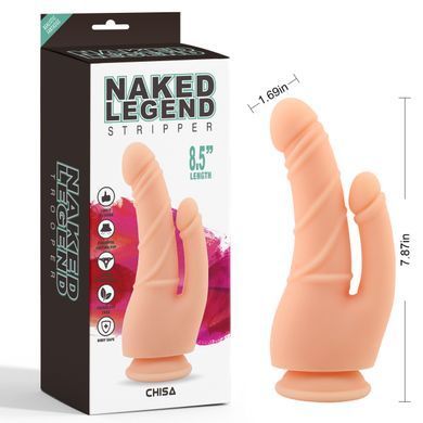 Фалоімітатор&nbsp;подвійний&nbsp;на&nbsp;присосці Chisa Naked&nbsp;Legend&nbsp;Stripper&nbsp;8.5, бежевий 53897 /CN-101753897 фото