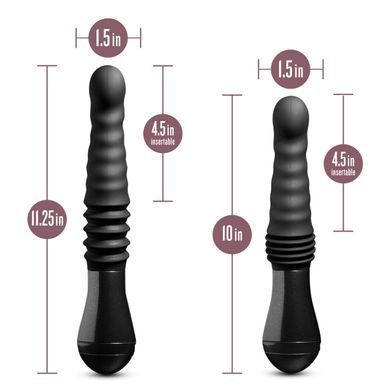 Пульсатор Blush Temptasia &ndash; Lazarus Thrusting Dildo &ndash; Black, ребристий стовбур, 3 швидкості SO8836 фото