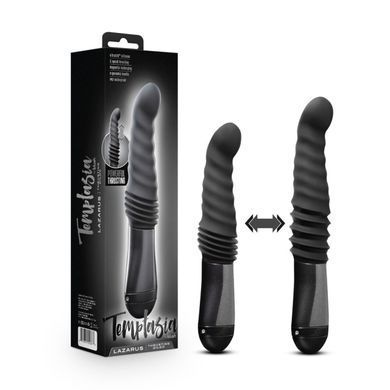 Пульсатор Blush Temptasia &ndash; Lazarus Thrusting Dildo &ndash; Black, ребристий стовбур, 3 швидкості SO8836 фото