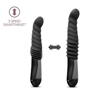 Пульсатор Blush Temptasia &ndash; Lazarus Thrusting Dildo &ndash; Black, ребристий стовбур, 3 швидкості SO8836 фото