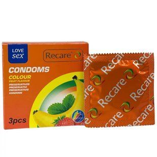 Презервативы Recare Color Fruit Flavour Condoms 3 шт, ароматы: мята, банан, клубника SX3318 фото