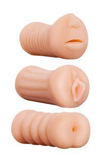 Набір реалістичних мастурбаторів REALSTUFF 3 IN 1 FLESH DT21307 фото