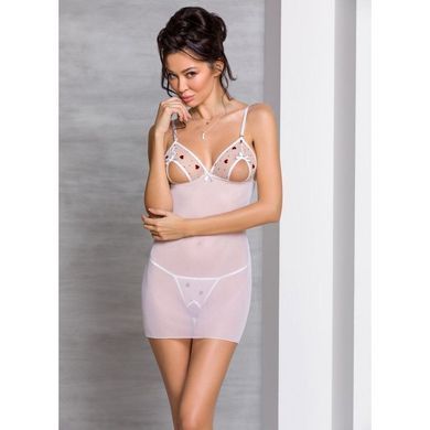 Сорочка с вырезами на груди, стринги Passion LOVELIA CHEMISE XXL/XXXL, white SO4764 фото