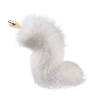 Металлическая анальная пробка с меховым хвостом LOCKINK SEVANDA White Fox-Tail Anal Rose-shape Plug SX0866 фото