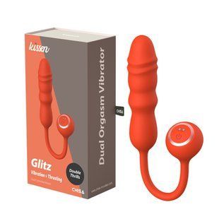 Вибратор Chisa Kissen Glitz с фрикциями, рельефный, с проводным пультом, оранжевый. 31923 /CN-817531923 фото