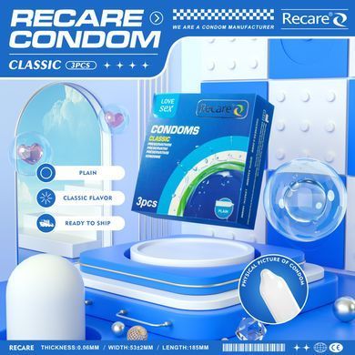 Презервативы Recare Classic Condoms 3 шт, классические SX3322 фото