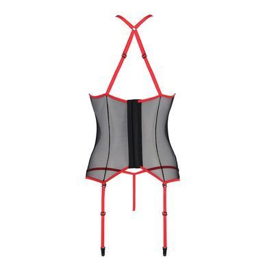 Корсет с пажами Passion SATARA CORSET S/M red, стринги, кружево, застежки спереди и сзади SO8479 фото