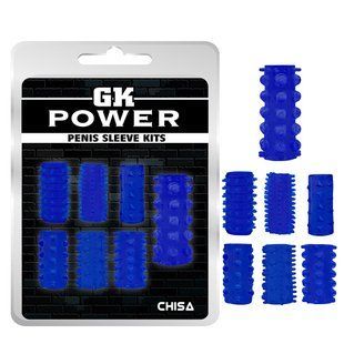 Набір насадок на пеніс Chisa GK Power з різним рельєфом, синій 25417/CN-330325417 фото