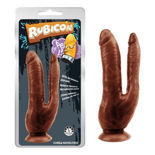 Фаллоимитатор двойной CHISA Rubicon 19.5 см на присоске, коричневый 84645 /Cn-711784645 фото