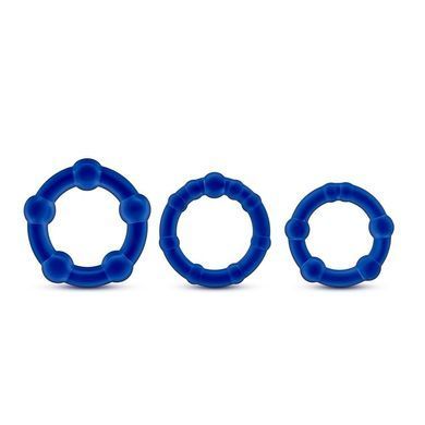 T330566 набір ерекційних кілець STAY HARD BEADED COCKRINGS BLUE T330566 фото