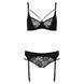 Комплект белья Passion PAULINE SET L/XL, black, стрэпы, лиф, стринги и пояс для чулок EL15804 фото 5